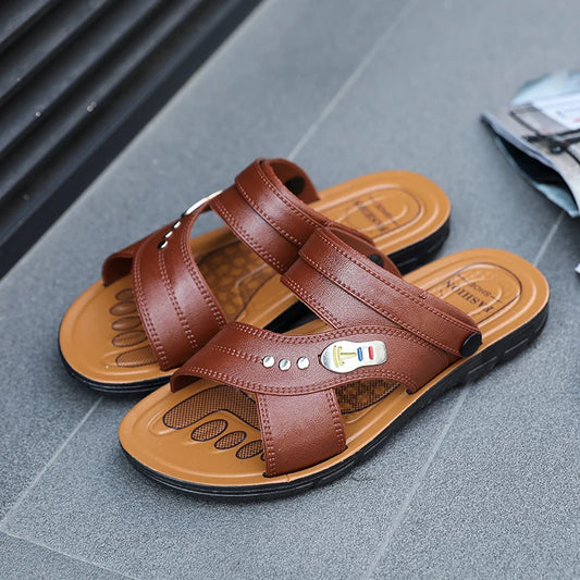 Leather Sandals Outdoor Beach Summer Anti-Slip Breathable Casual Comfort