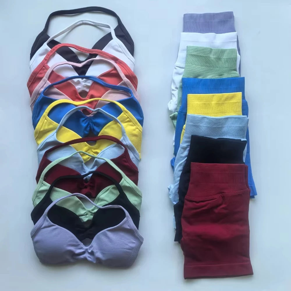 2PCS Women's Yoga Set – Bra & High Waist Shorts