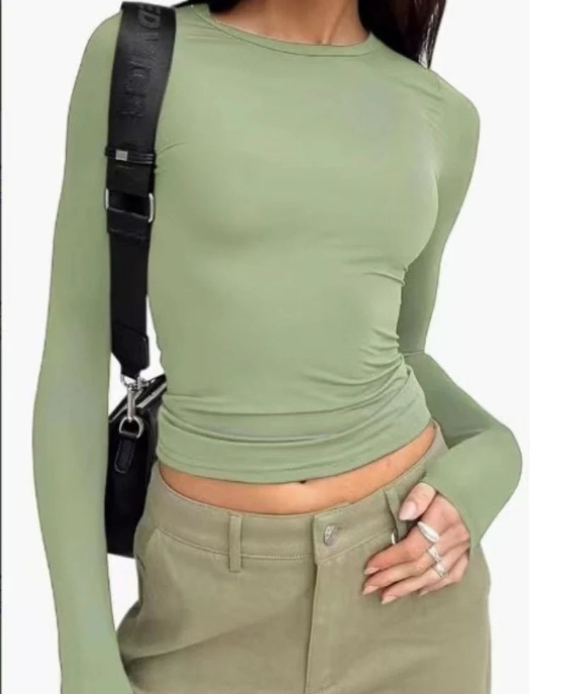 Slim Fit Women's Long Sleeve T-Shirt Y2K Streetwear