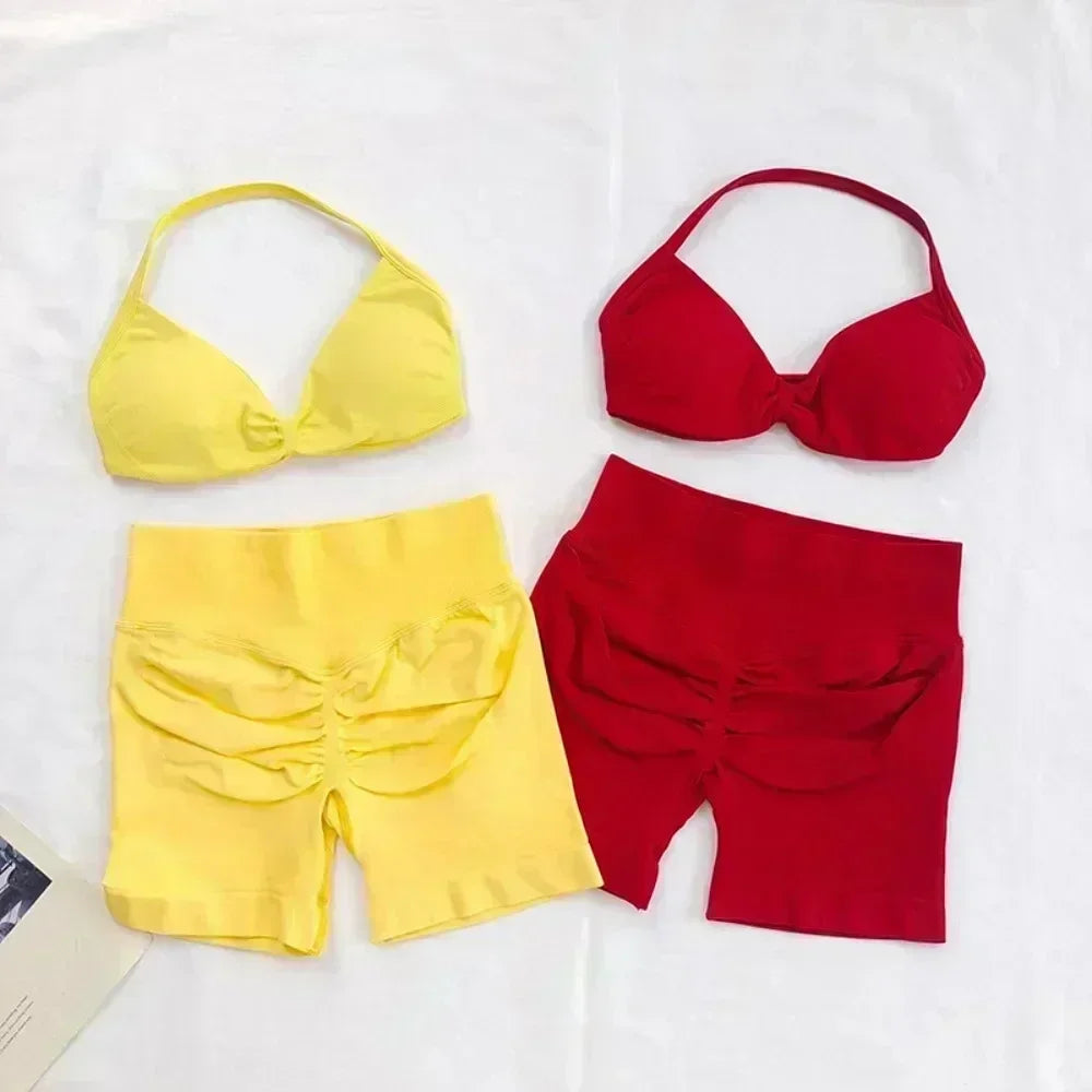 2PCS Women's Yoga Set – Bra & High Waist Shorts