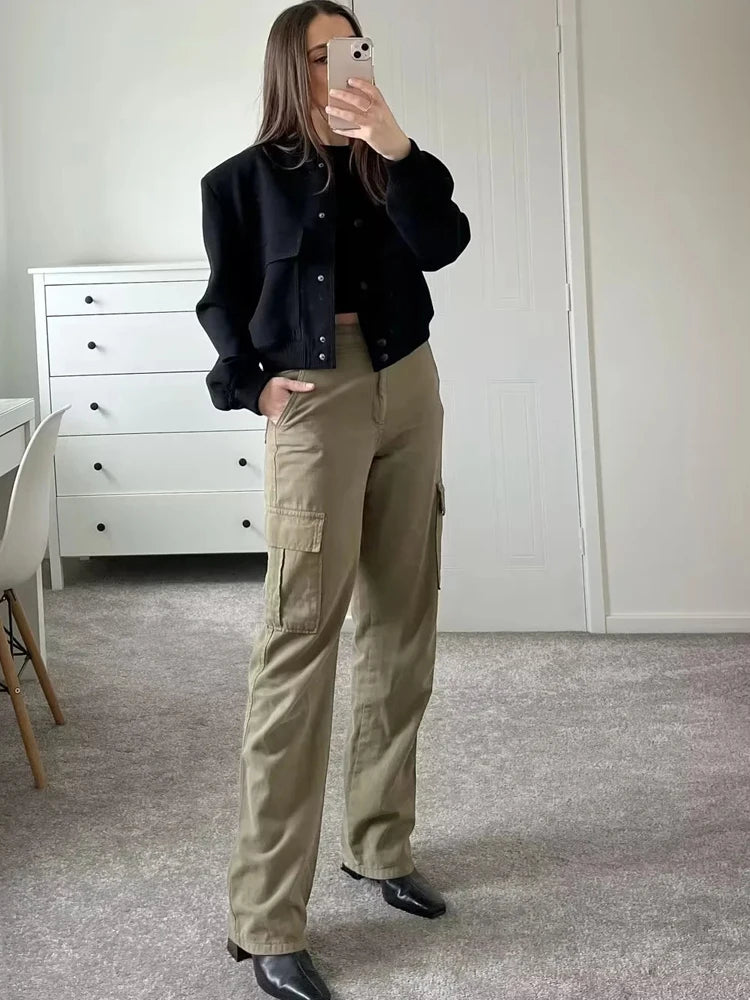 Women's White Bomber Jacket Autumn Winter Fashion