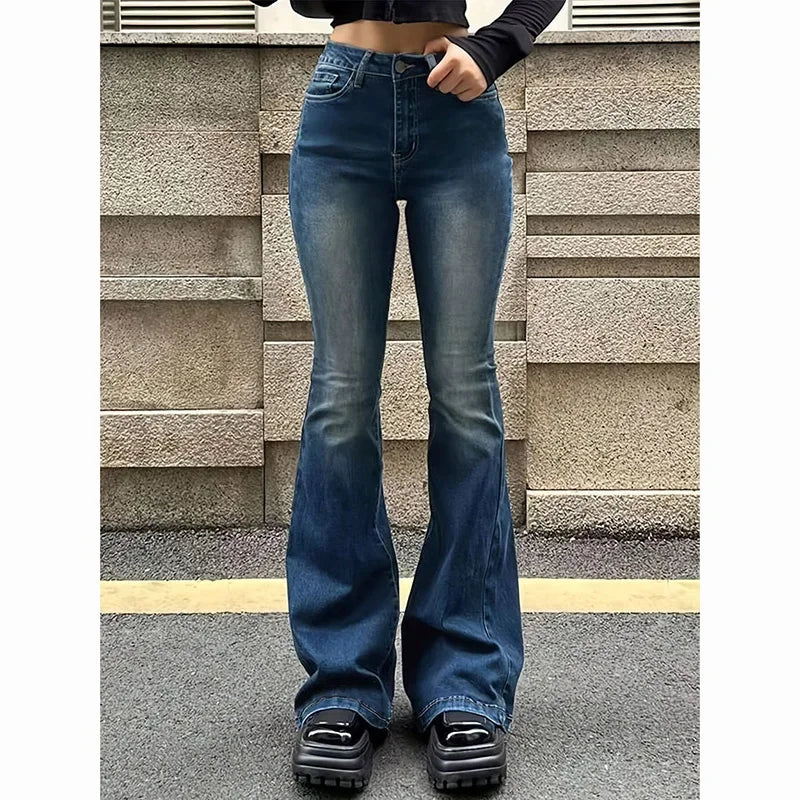 Women's High Waist Flared Jeans Stretch Bootcut Denim Pants