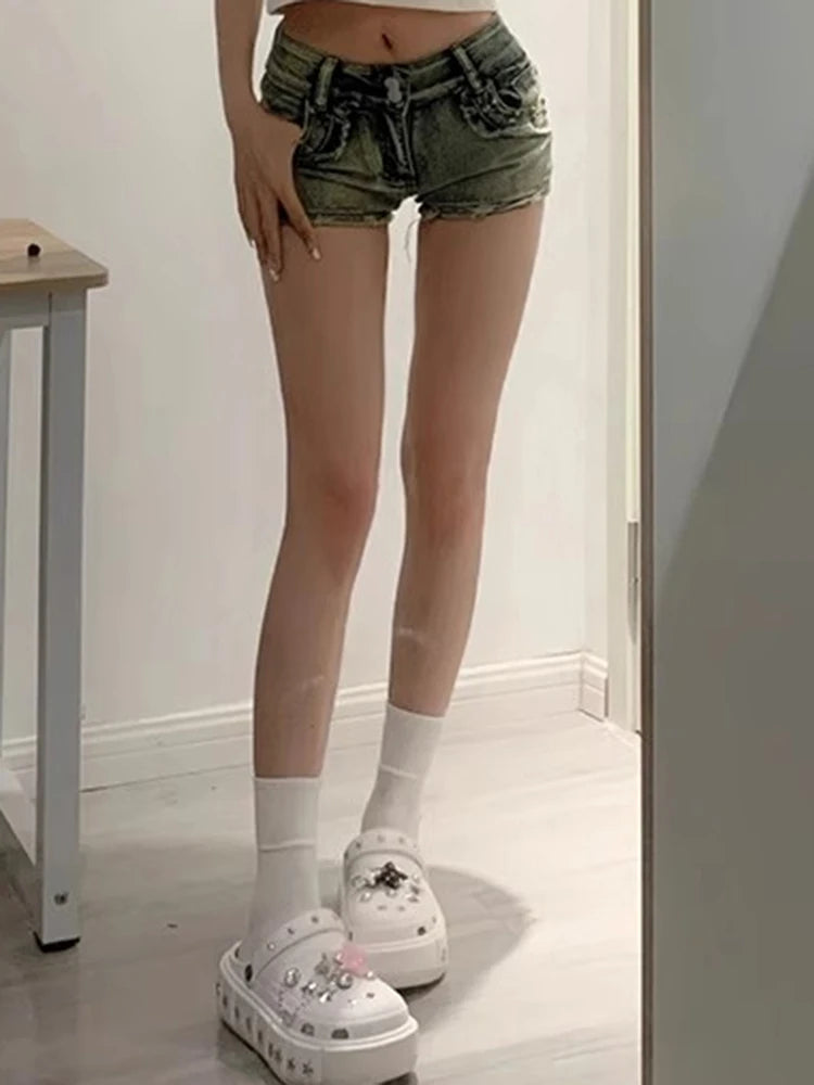 Women Y2K Blue Retro Hot Shorts