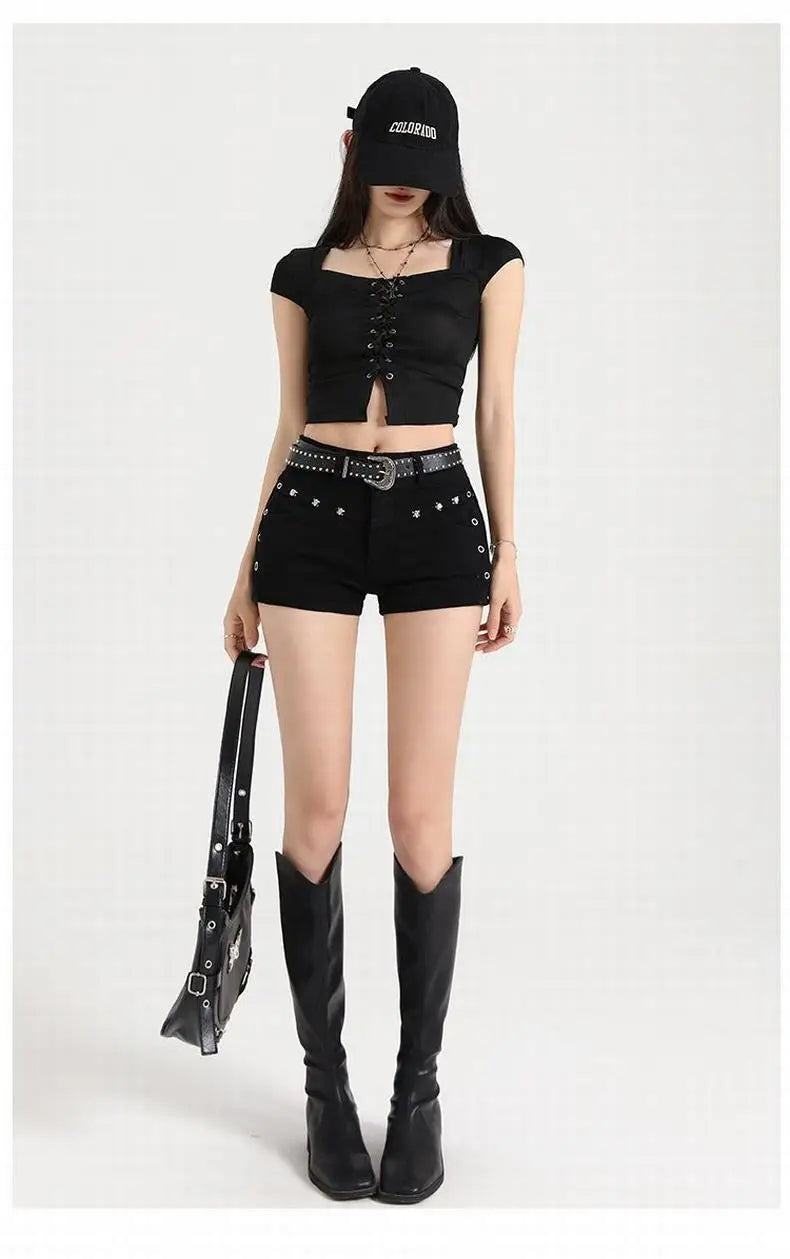 Y2K Low Waist Mini Denim Shorts – Women