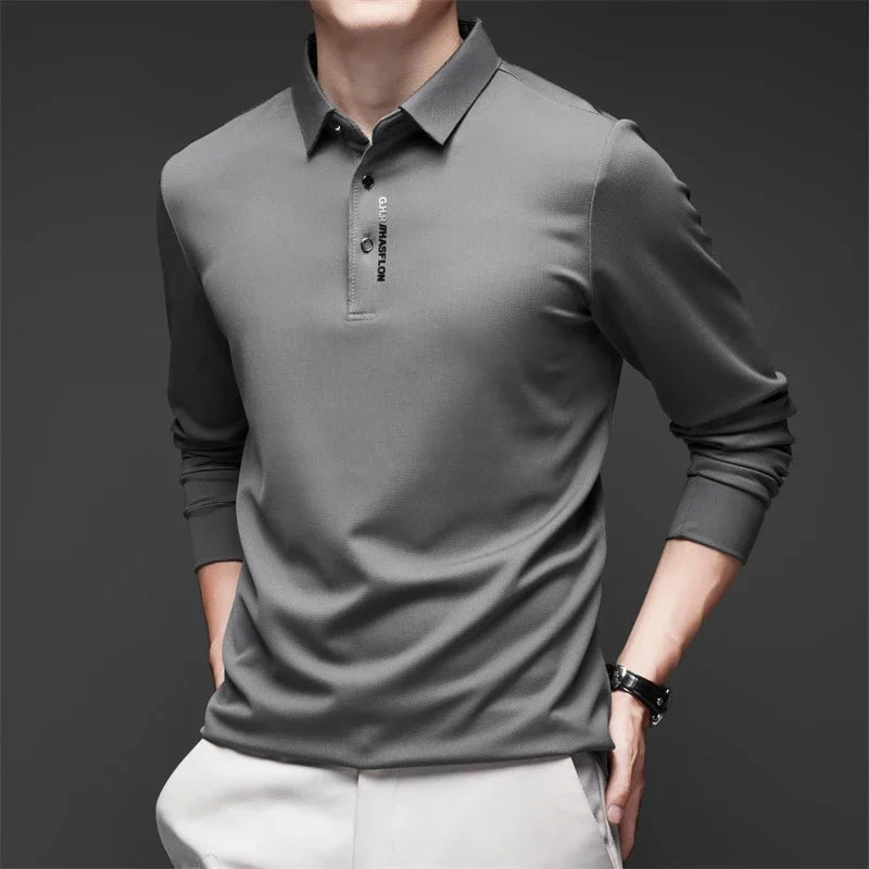 Men's Long Sleeve Polo Shirt Comfortable Fashionable Versatile