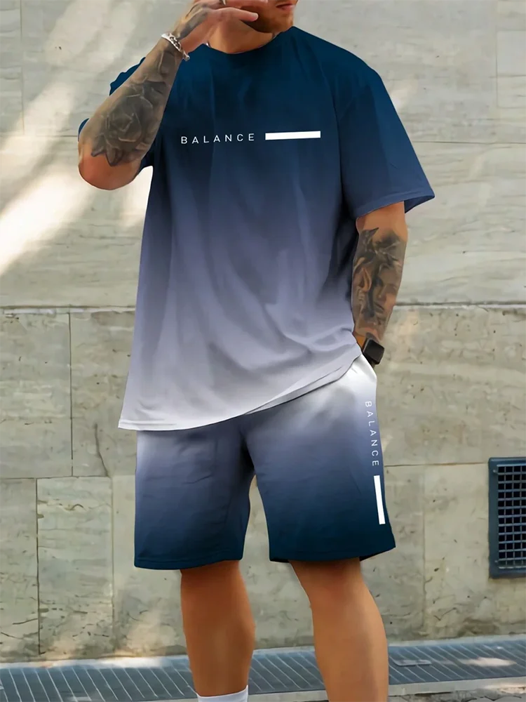 Men's Hawaiian T-Shirt & Shorts Set Beach Outfit