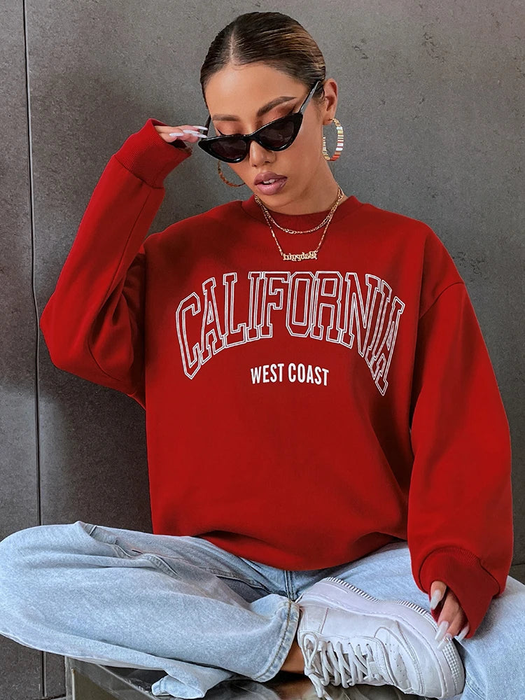 Korean Trend Women’s California Hoodie – Long Sleeve Pullover