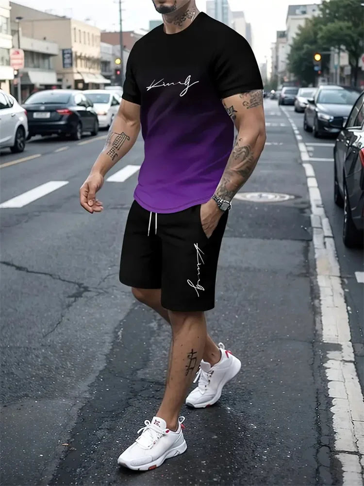 Men's Summer 2-Piece 3D T-Shirt & Shorts Set