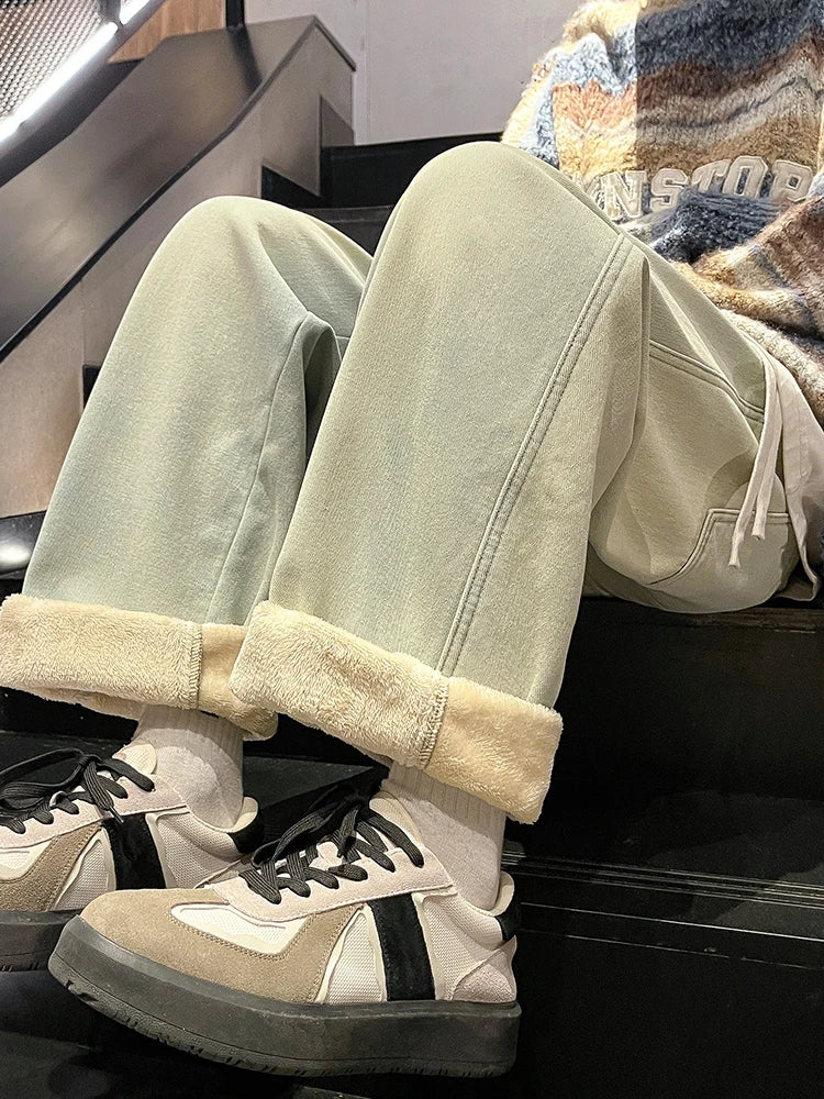 Winter Jeans, Korean Style, Fleece Lined, Warm Denim