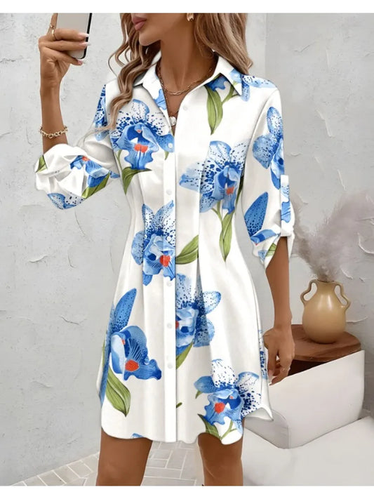 Elegant floral long sleeve blouse women office fashion