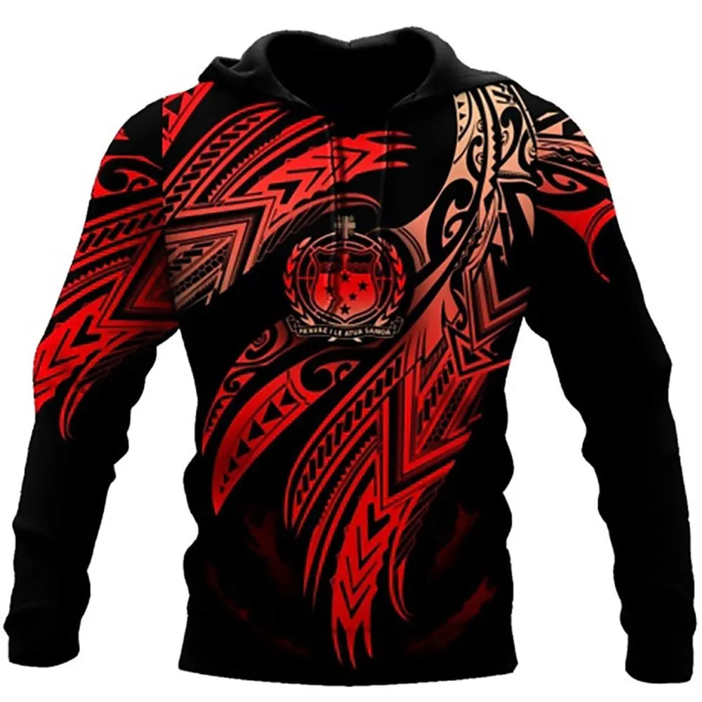 Men's 3D Wolf & Dragon Tattoo Hoodie  Retro Vintage Unisex Sweatshirt