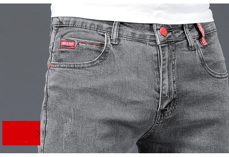 Men's Slim Stretch Denim Jeans – Blue/Grey