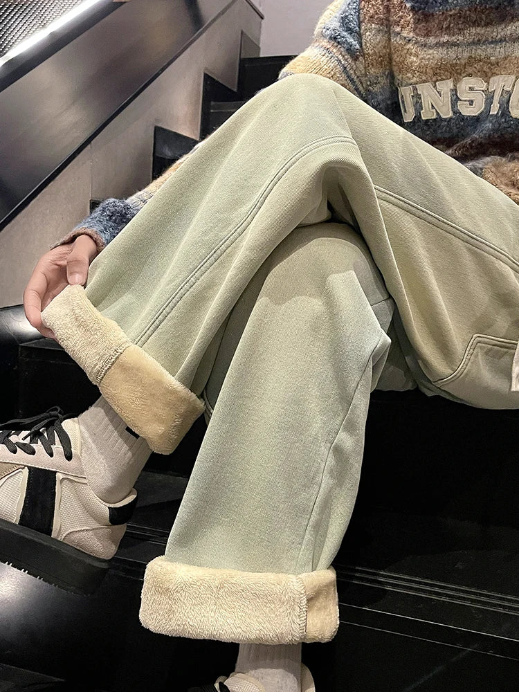 Winter Jeans, Korean Style, Fleece Lined, Warm Denim