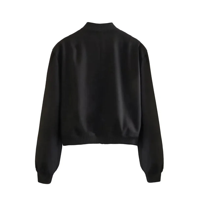 Women's White Bomber Jacket Autumn Winter Fashion