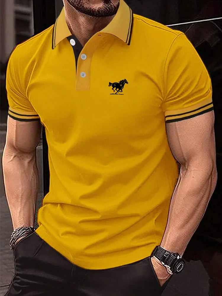 Men's Horse Print Polo – Short Sleeve Golf Shirt