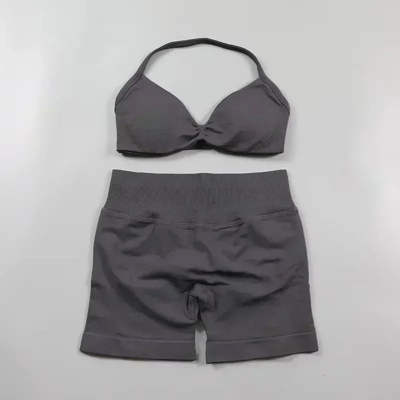 2PCS Women's Yoga Set – Bra & High Waist Shorts