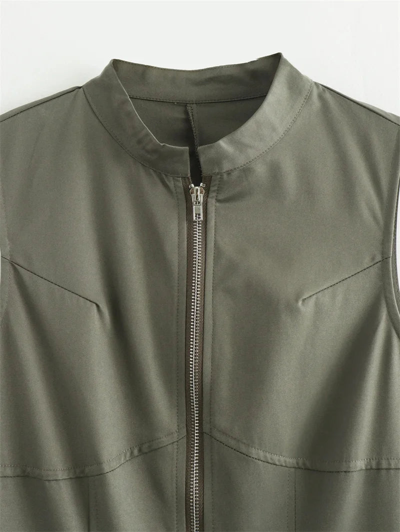 Elegant Pleated Sleeveless Bodycon Midi Dress for Women 2025