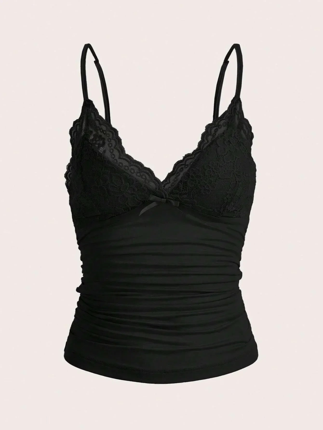 Sexy Lace Bow Crop Cami  Y2K Backless Tee