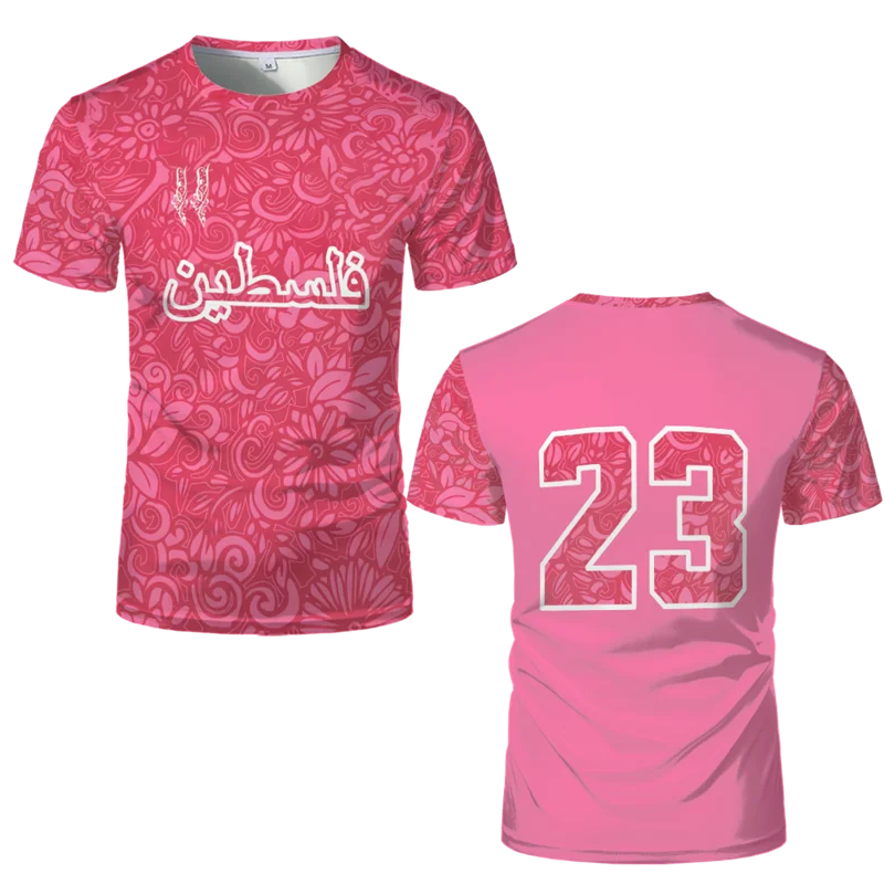 Palestine Flag Football T-Shirt Men’s Casual Summer Top