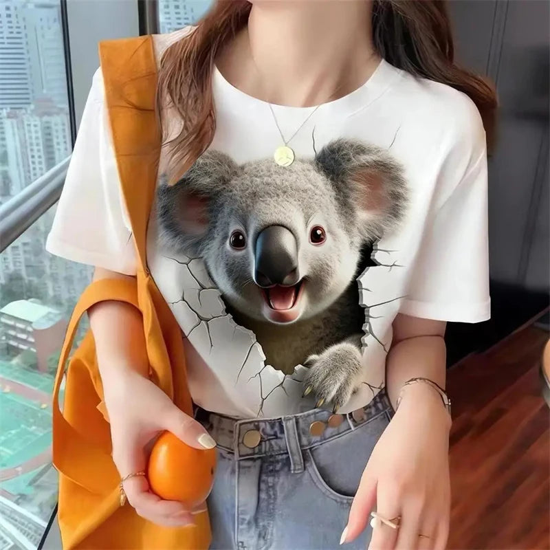 Cute Animal Print Women's Oversized Tee