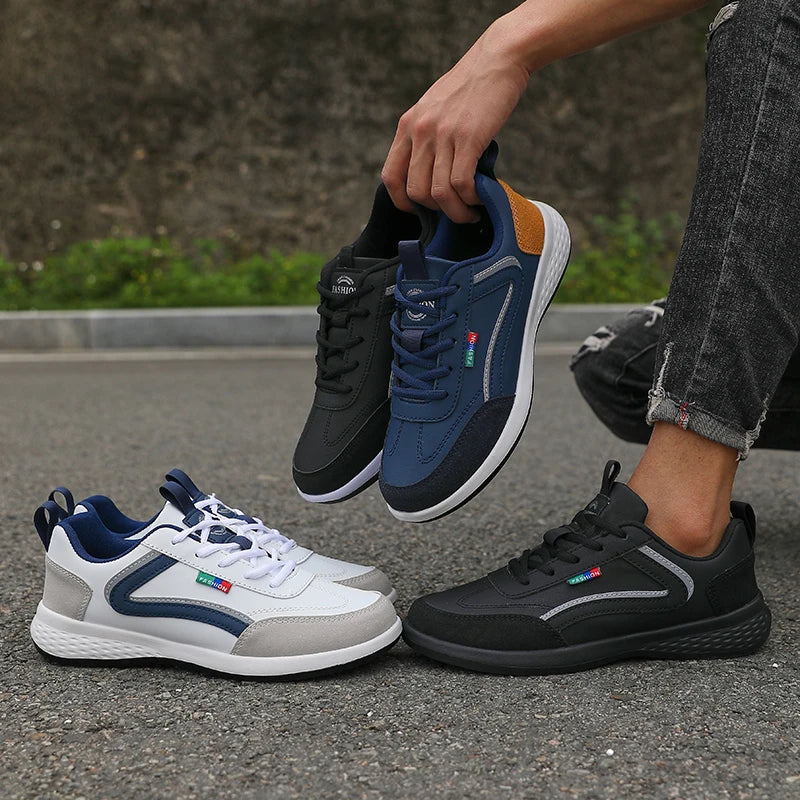 Italian PU leather men's sneakers, breathable summer fashion