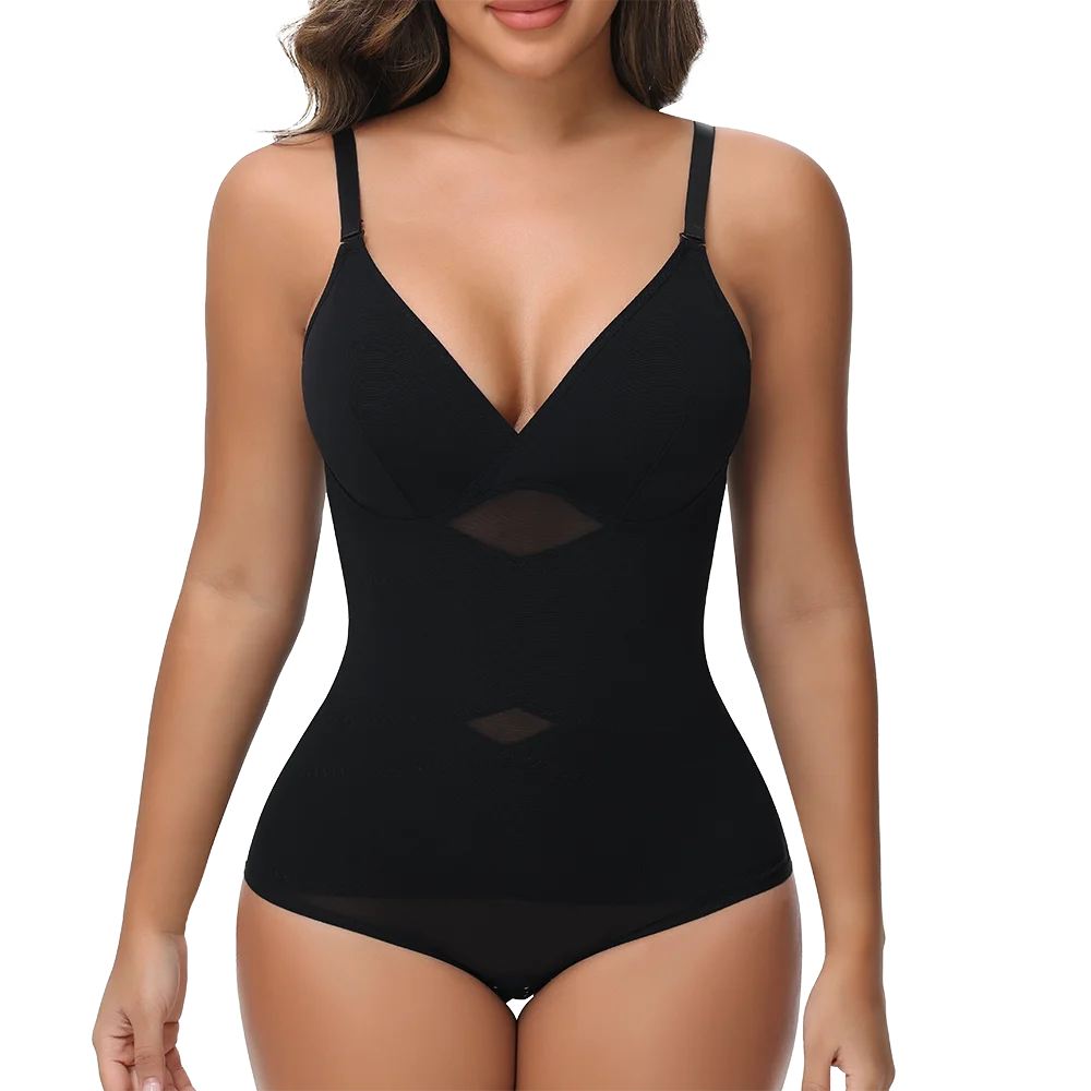 Sexy Cross Waist Bodysuit – Mesh, Breathable, Tummy Control