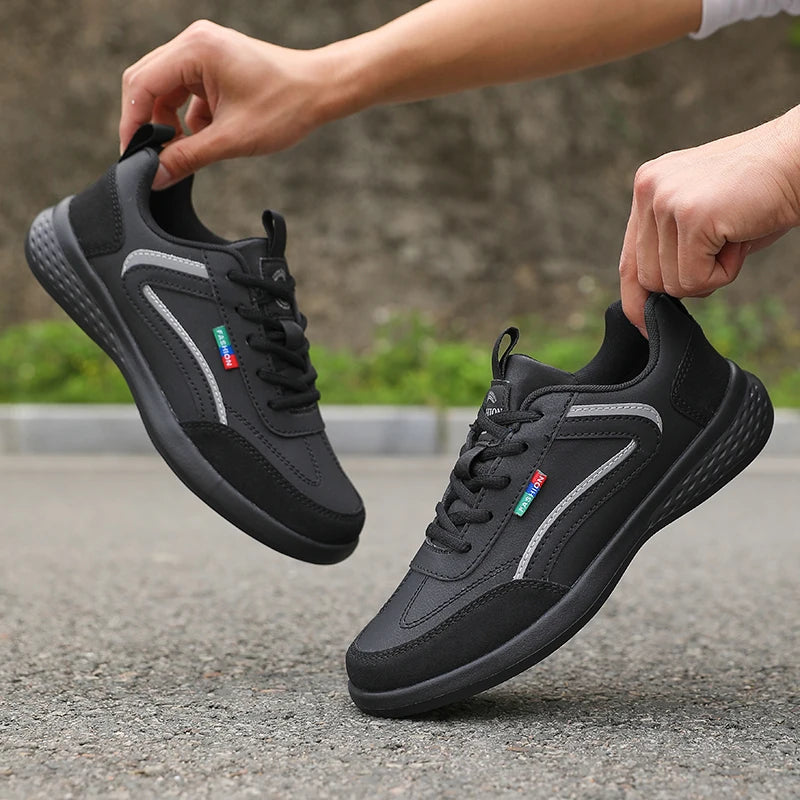 Italian PU leather men's sneakers, breathable summer fashion