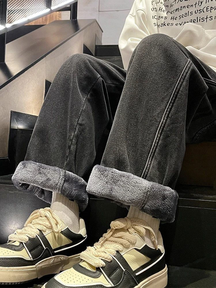Winter Jeans, Korean Style, Fleece Lined, Warm Denim
