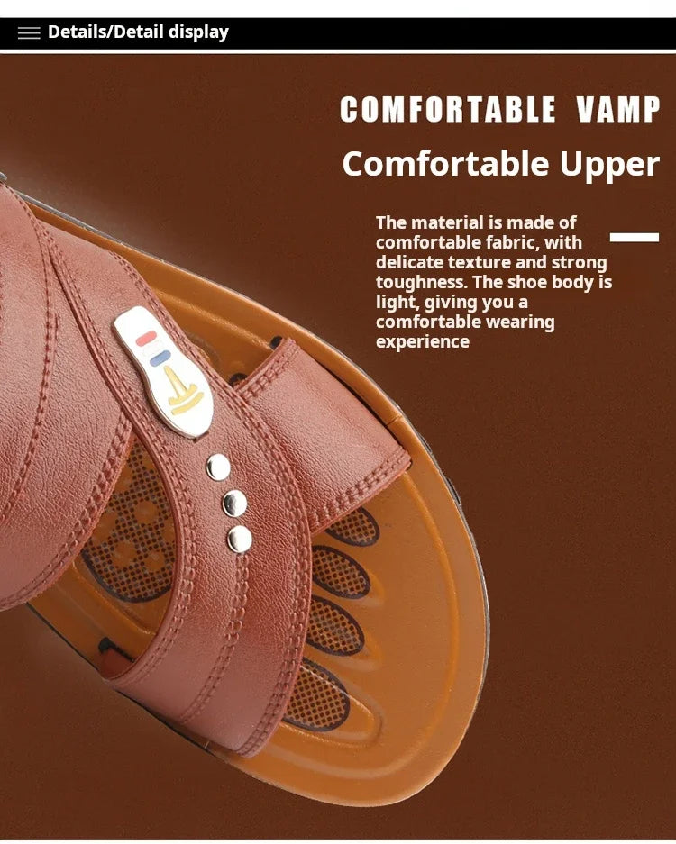 Leather Sandals Outdoor Beach Summer Anti-Slip Breathable Casual Comfort