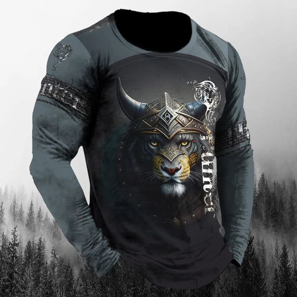 Men’s 3D Animal Wolf Shirt – Trendy Loose Casual Tee