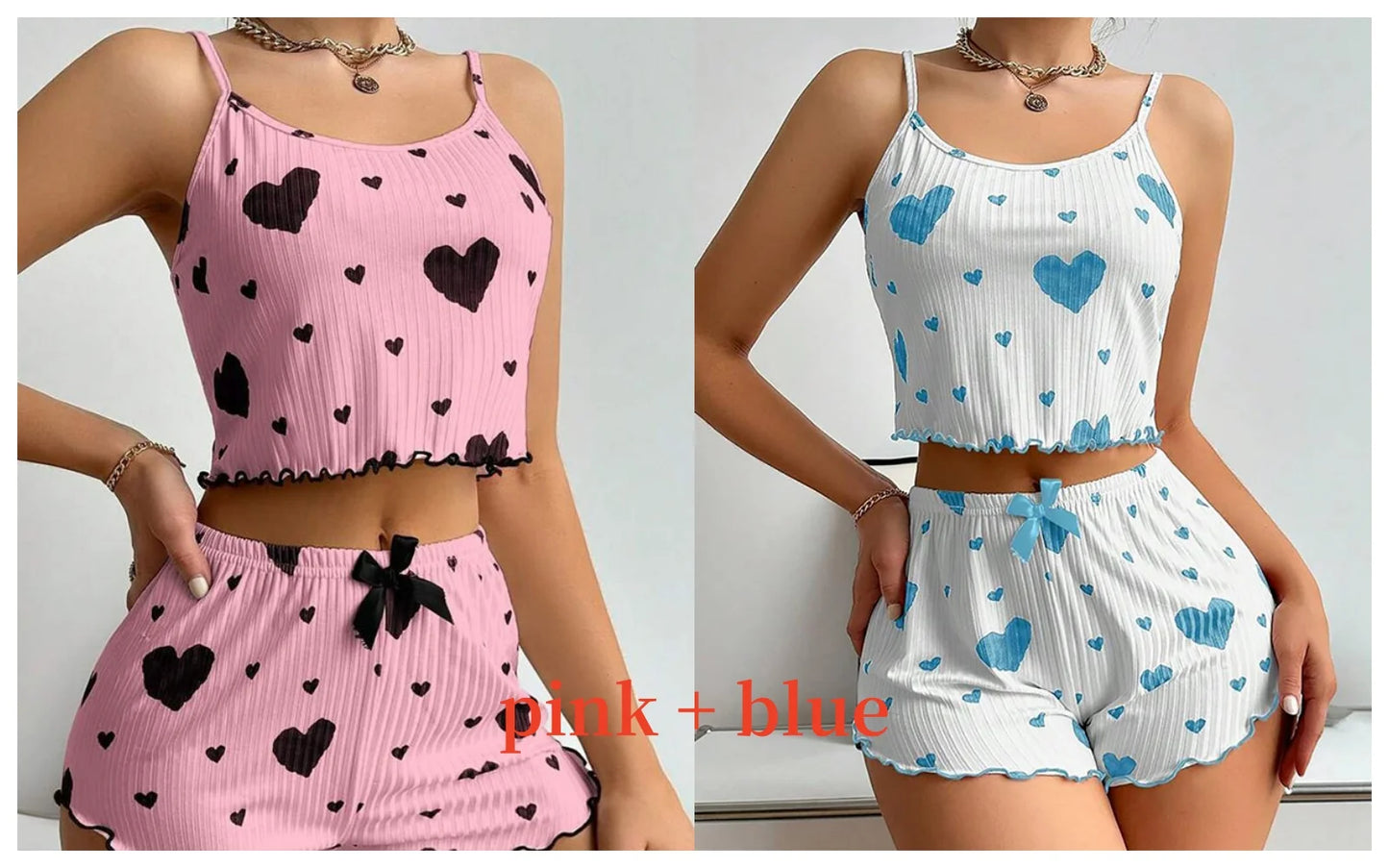 Women's 2PCS Pajamas Set – Soft Tank & Shorts, Love Print