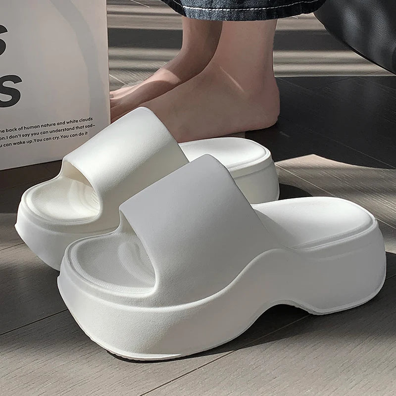Women chunky platform summer slippers, non slip wedge sandals
