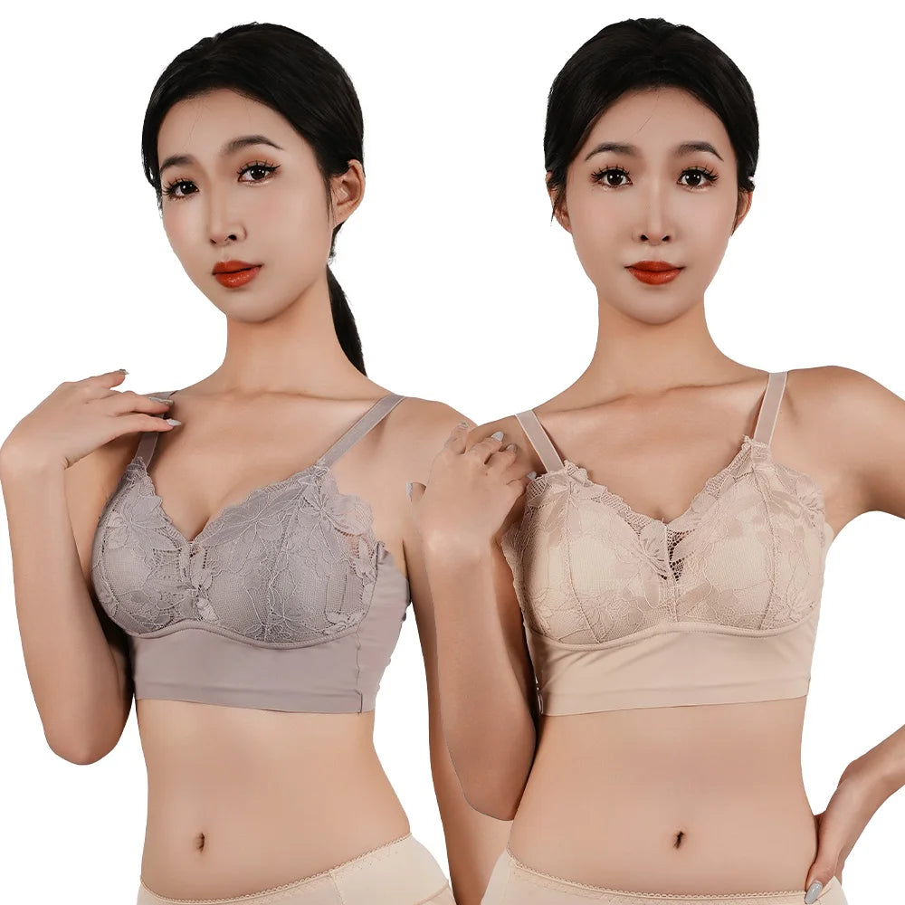 Wireless Lace Bra Adjustable Plus Small Large Cups