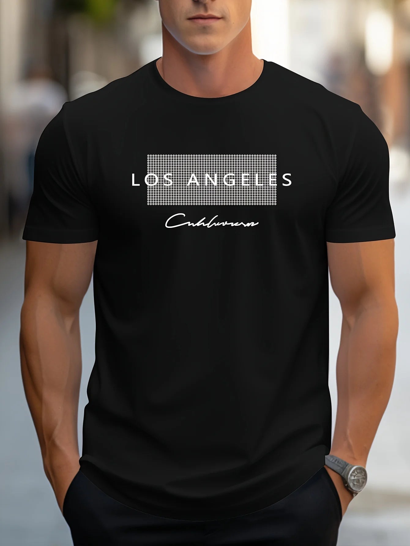 Men's Cotton LA Graphic T-Shirt – Summer Casual