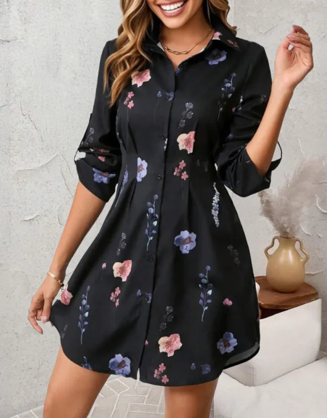 Elegant floral long sleeve blouse women office fashion