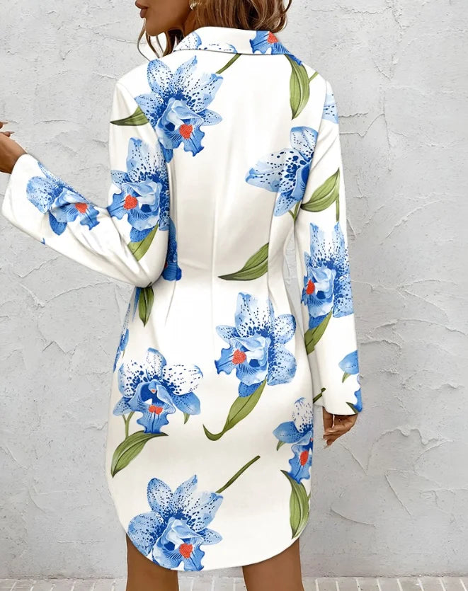 Elegant floral long sleeve blouse women office fashion