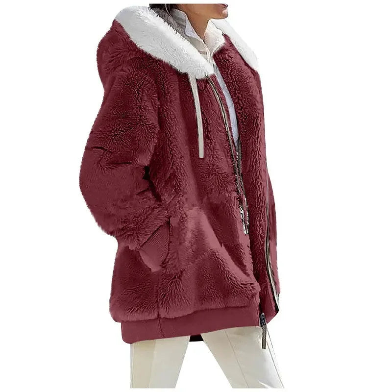 Women's Winter Hooded Fleece Coat