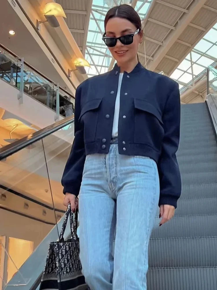 Women's White Bomber Jacket Autumn Winter Fashion