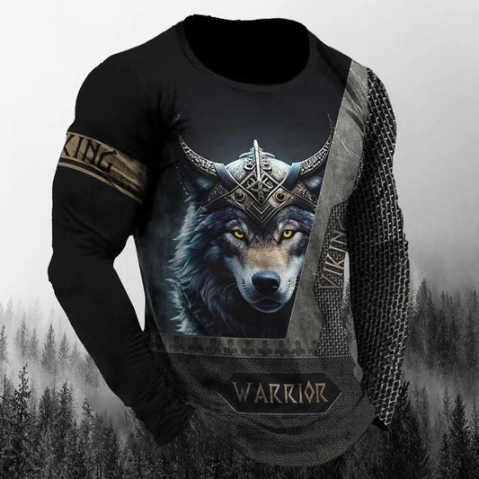 Men’s 3D Animal Wolf Shirt – Trendy Loose Casual Tee