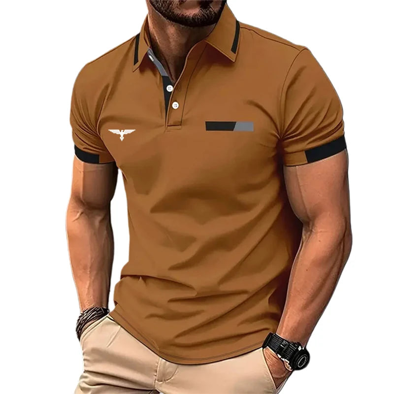 Men's button-up polo shirt, stylish summer wear