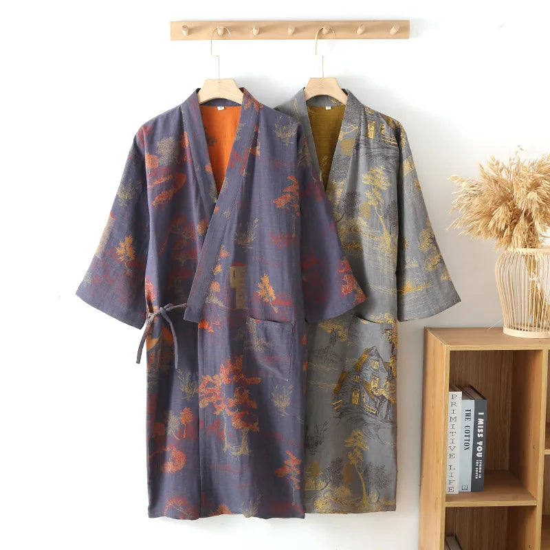 Men's Cotton Kimono Robe – Spring Roomwear