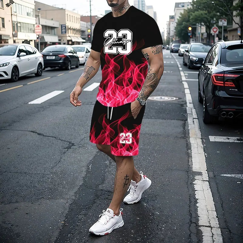 Men's Summer 2-Piece 3D Print T-Shirt