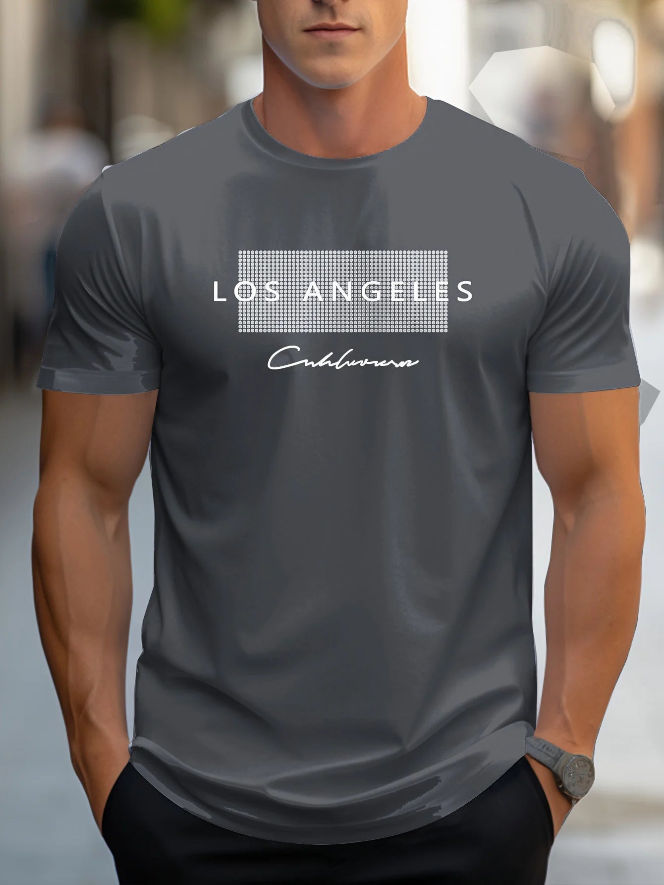 Men's Cotton LA Graphic T-Shirt – Summer Casual