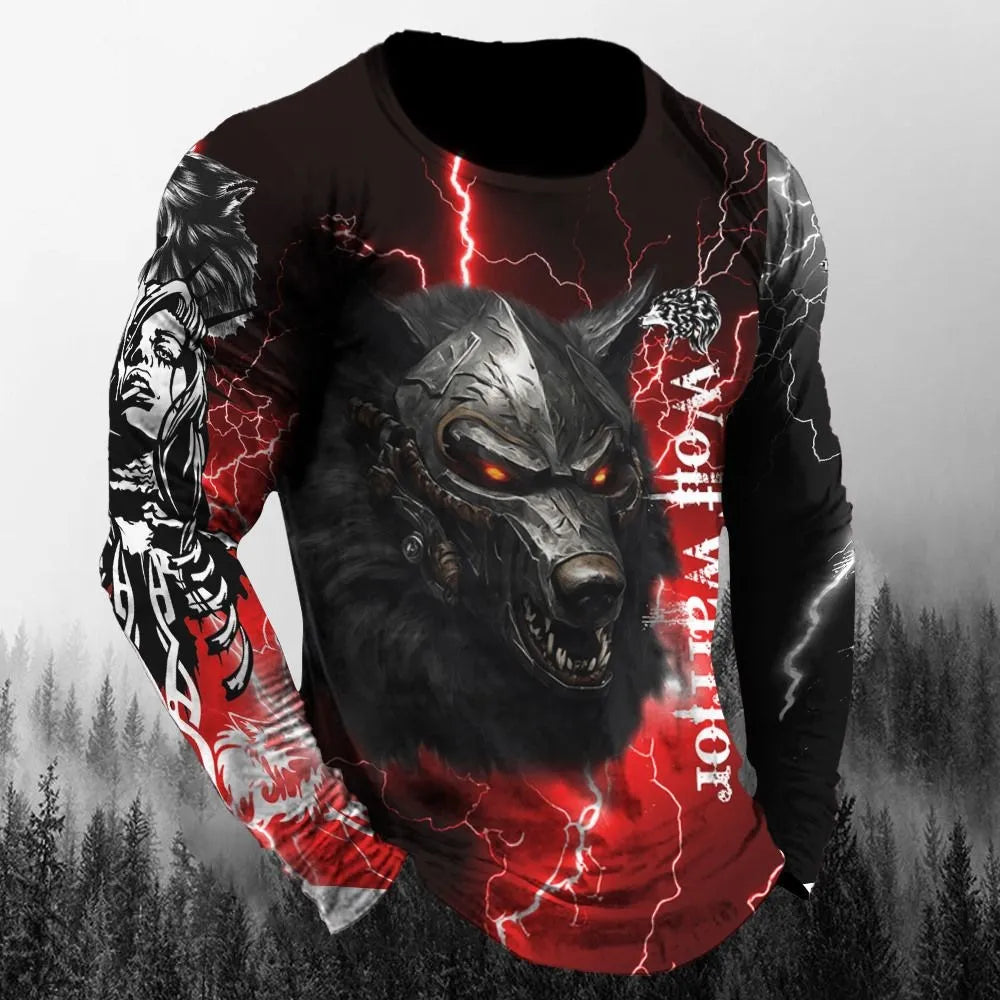Men’s 3D Animal Wolf Shirt – Trendy Loose Casual Tee