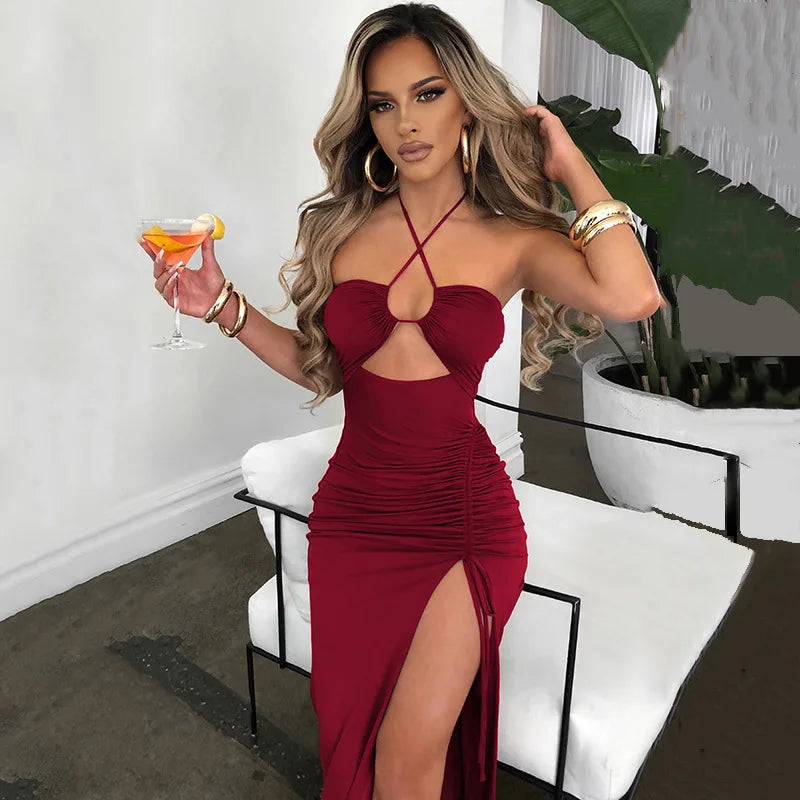 Sleeveless Sexy Midi Backless Slim Club Party Dress