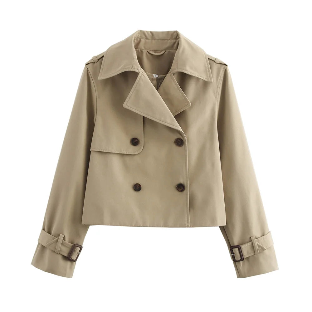 Vintage Cropped Trench Jacket – Women Chic Coat