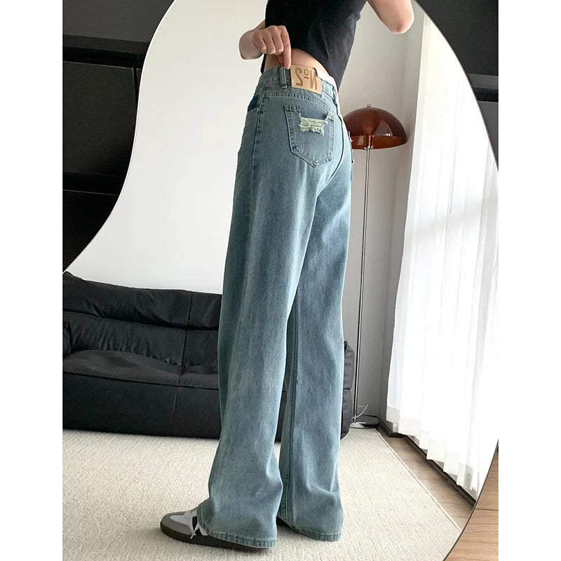 Korean High Waist Wide Leg Jeans for Women