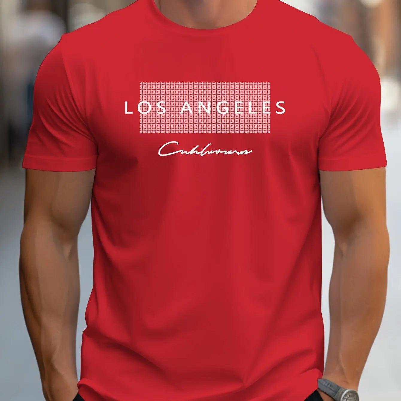 Men's Cotton LA Graphic T-Shirt – Summer Casual