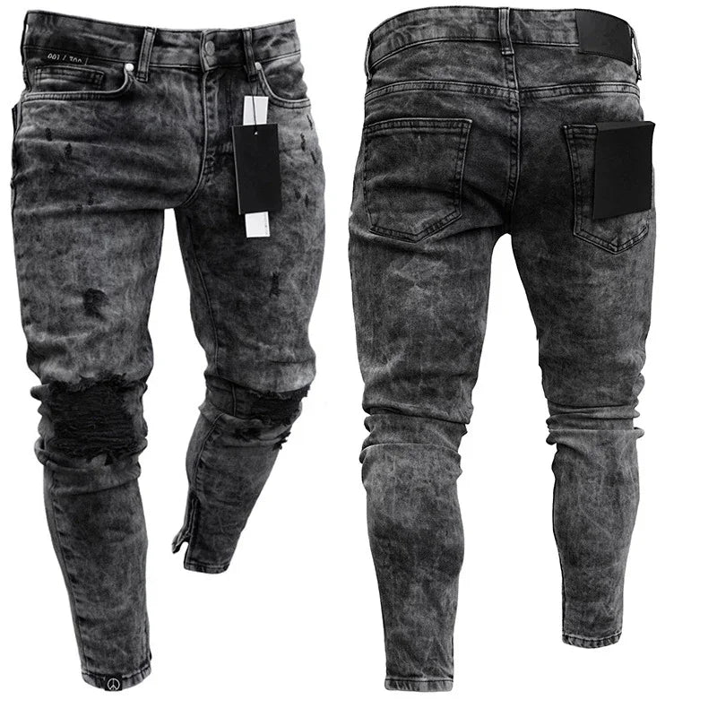 Men's Ripped Skinny Jeans – Stretch Hip Hop Denim