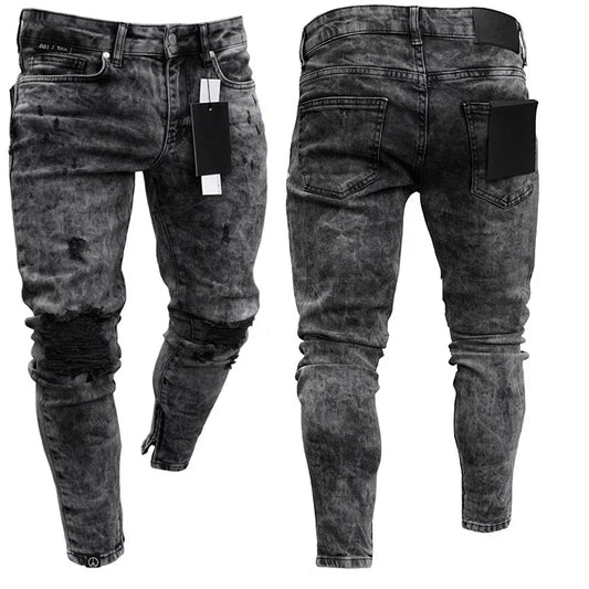 Men's Ripped Skinny Jeans – Stretch Hip Hop Denim